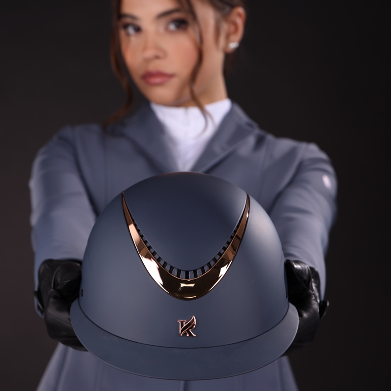 Shires Karben Elisa Ellipse Riding Hat - Navy/Rose Gold-4