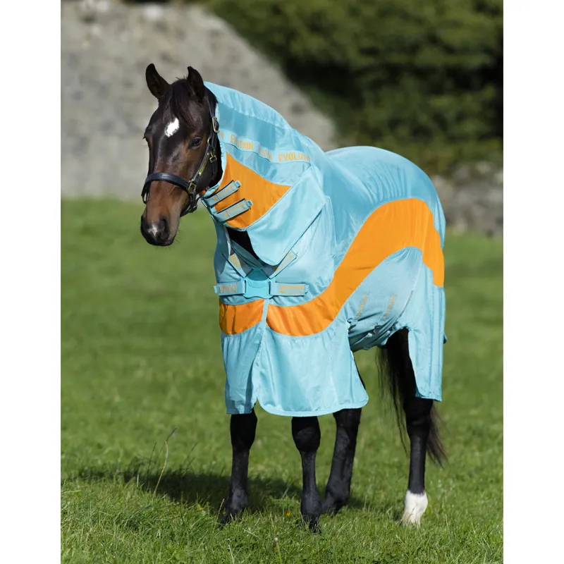 Horseware Amigo Vamoose Evolution Fly Rug - Aqua/Orange/Aqua - 3ft0-1