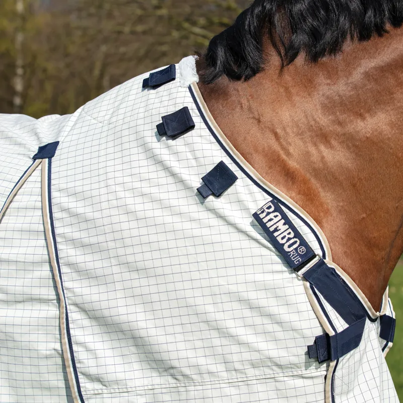 Rambo Optimo Supreme Summer Sheet Fly Rug - Navy Check/Navy/White -1