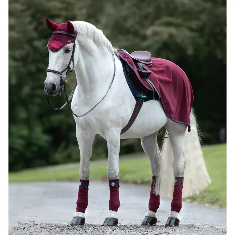 Horseware Rambo Waterproof Fleece Competition Sheet - Burgundy/Burgundy/Teal/Navy 
