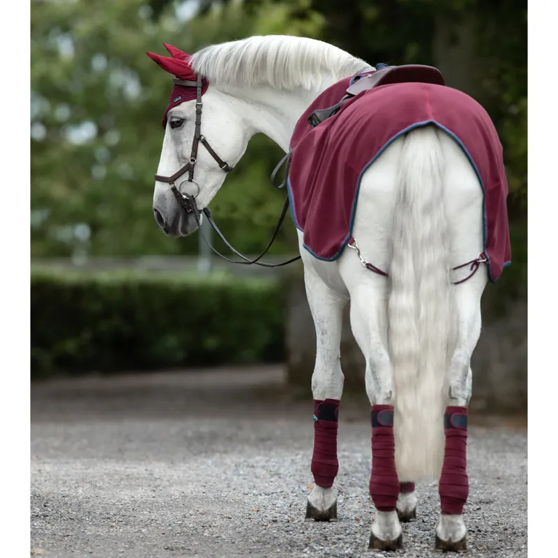 Horseware Rambo Waterproof Fleece Competition Sheet - Burgundy/Burgundy/Teal/Navy -1
