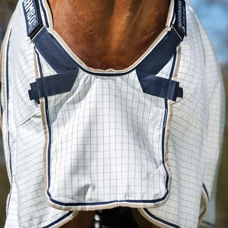 Rambo Optimo Supreme Summer Sheet Fly Rug - Navy Check/Navy/White -2