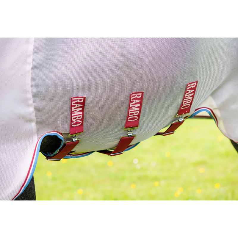 Horseware Rambo Protector Disc Front Closure Fly Rug - Oatmeal/Cherry/Peach/Blue-5