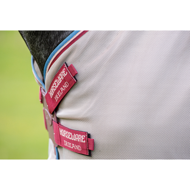 Horseware Rambo Protector Disc Front Closure Fly Rug - Oatmeal/Cherry/Peach/Blue-6