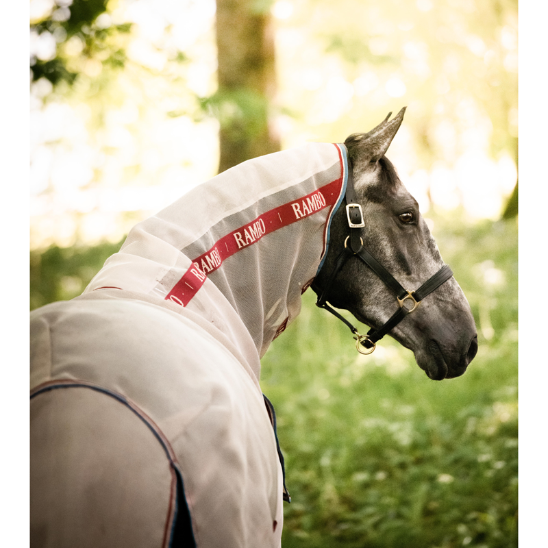 Horseware Rambo Protector Disc Front Closure Fly Rug - Oatmeal/Cherry/Peach/Blue-7