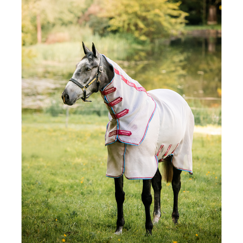 Horseware Rambo Protector Disc Front Closure Fly Rug - Oatmeal/Cherry/Peach/Blue-1