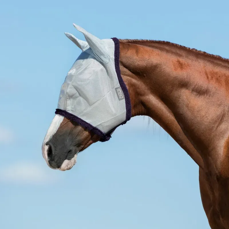 Horseware Amigo Fly Mask - Silver/Plum