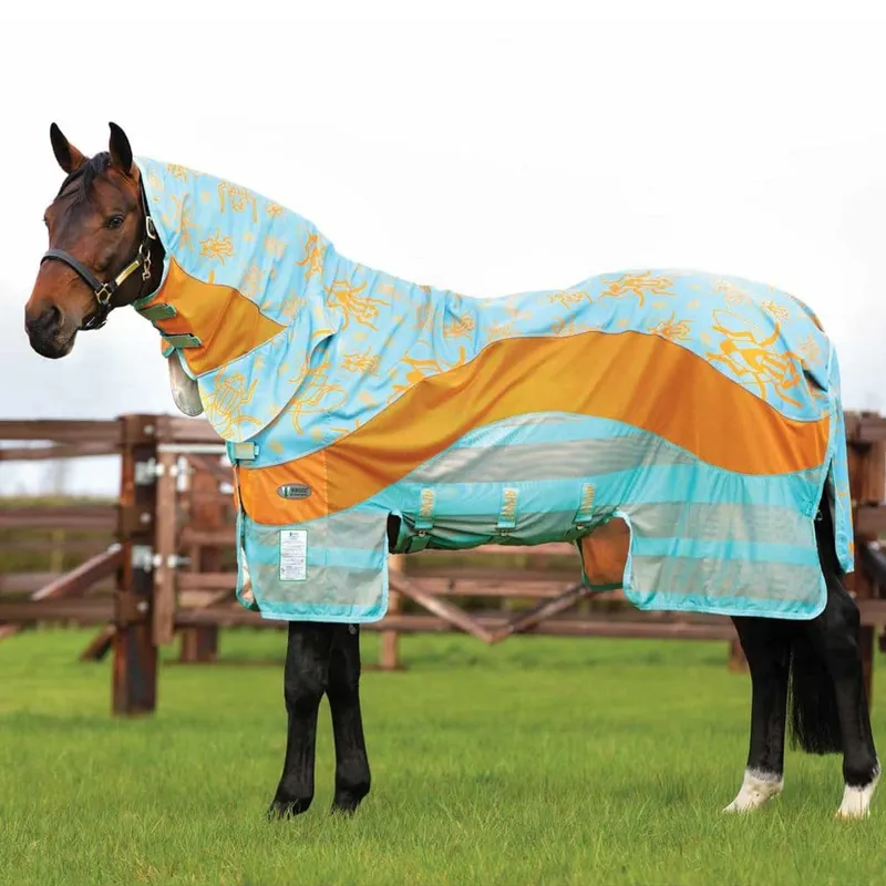 Horseware Amigo Three-In-One Evolution Turnout/Fly Rug Untreated - Aqua/Orange