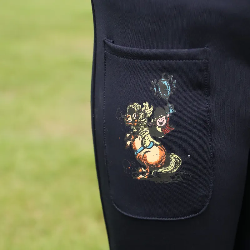 Hy Equestrian Thelwell Collection Children's Tights - Navy/Red-1