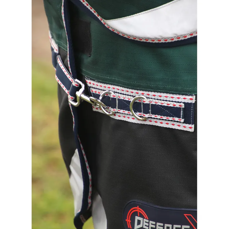 Hy DefenceX System 100g Turnout Rug With Detachable Neck Cover - Black/Green/Navy-3