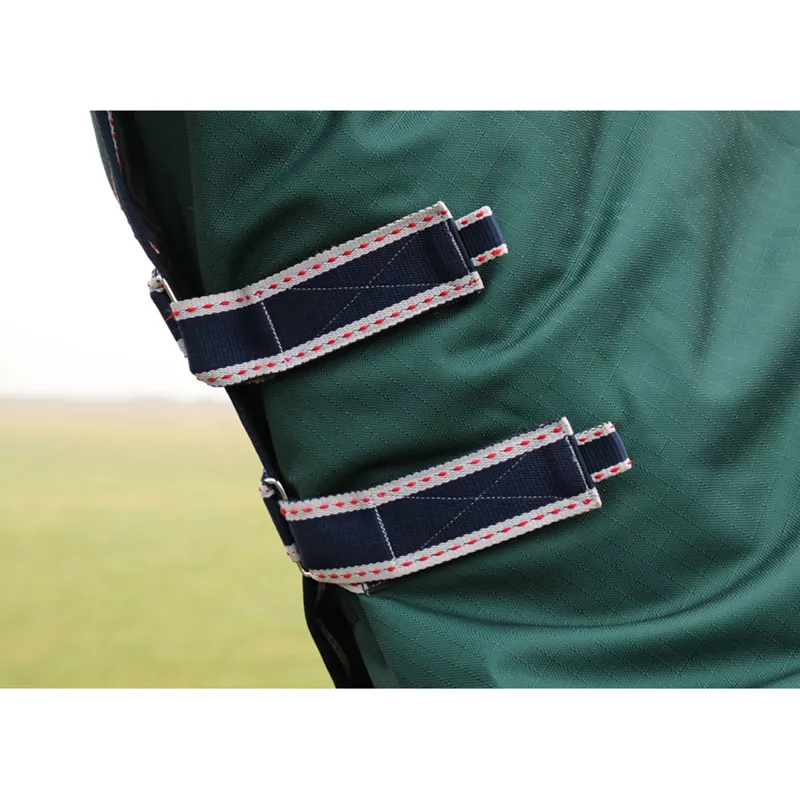 Hy DefenceX System 100g Turnout Rug With Detachable Neck Cover - Black/Green/Navy-4