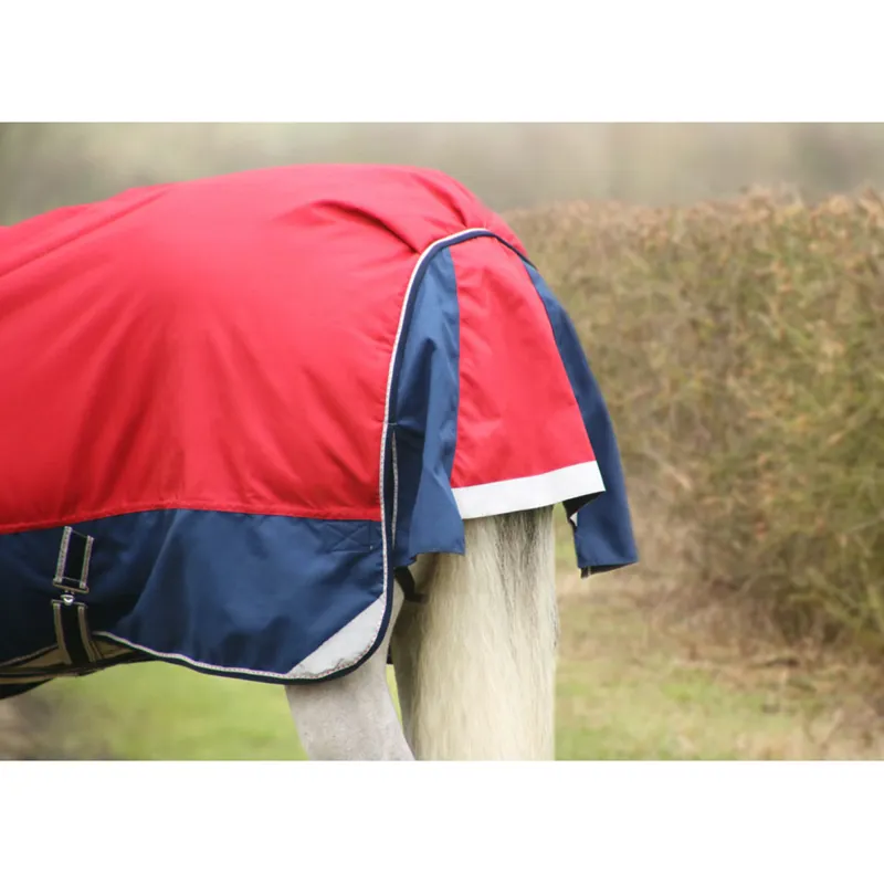 Hy DefenceX System 200g Turnout Rug With Detachable Neck Cover - Dark Red/Navy/Light Grey-2