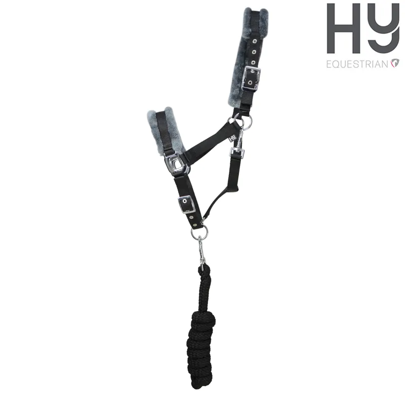 Hy Sport Active Head Collar and Lead Rope - Black