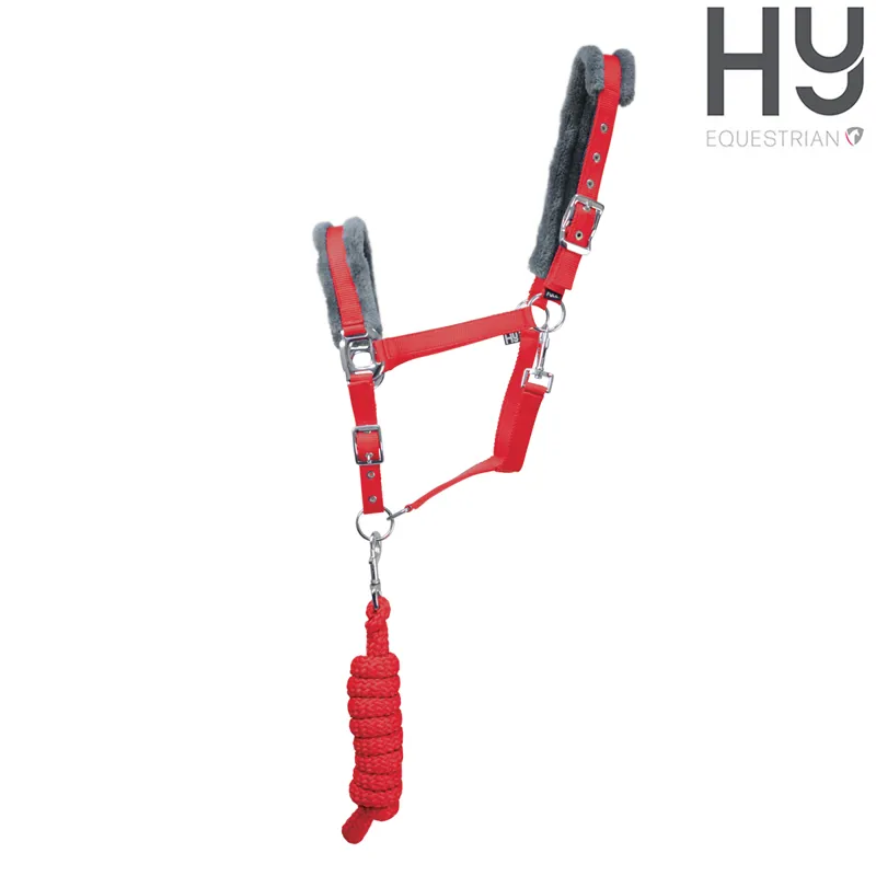 Hy Sport Active Head Collar and Lead Rope - Rosette Red