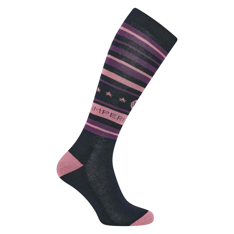 Imperial Riding Stripey Sparkle Socks - Navy