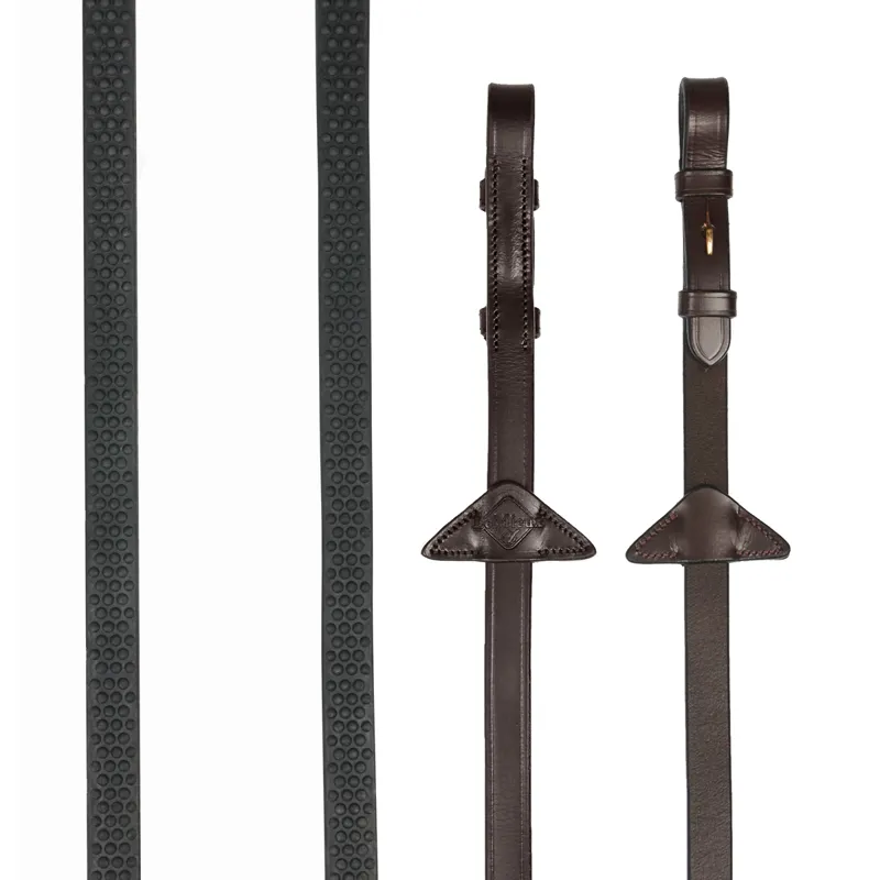 LeMieux Soft Rubber Reins - Havana/Brass