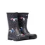 Joules Jnr Roll Up Flexible Printed Wellies - Navy Spotty Horses