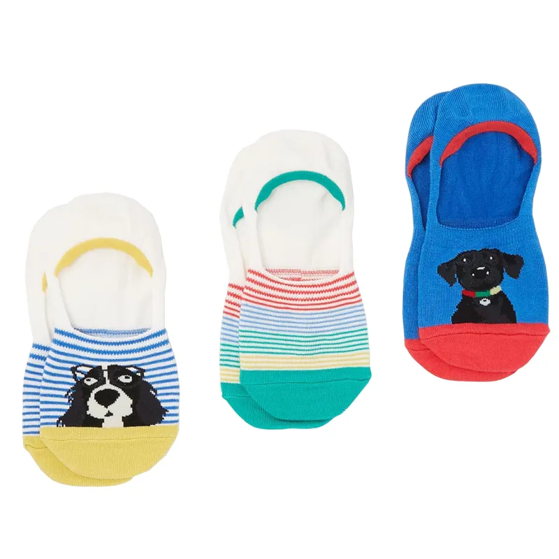 Joules 3 Pack Invisible Socks - Blue Dogs