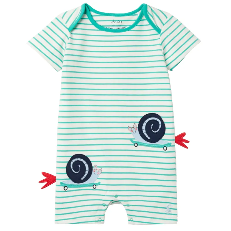 Joules Patch Artwork Romper - Green Snail
