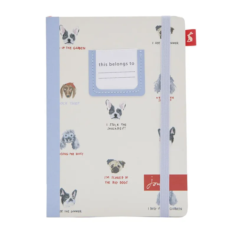 Joules A5 Hardback Lined Notebook - White All Over Dogs