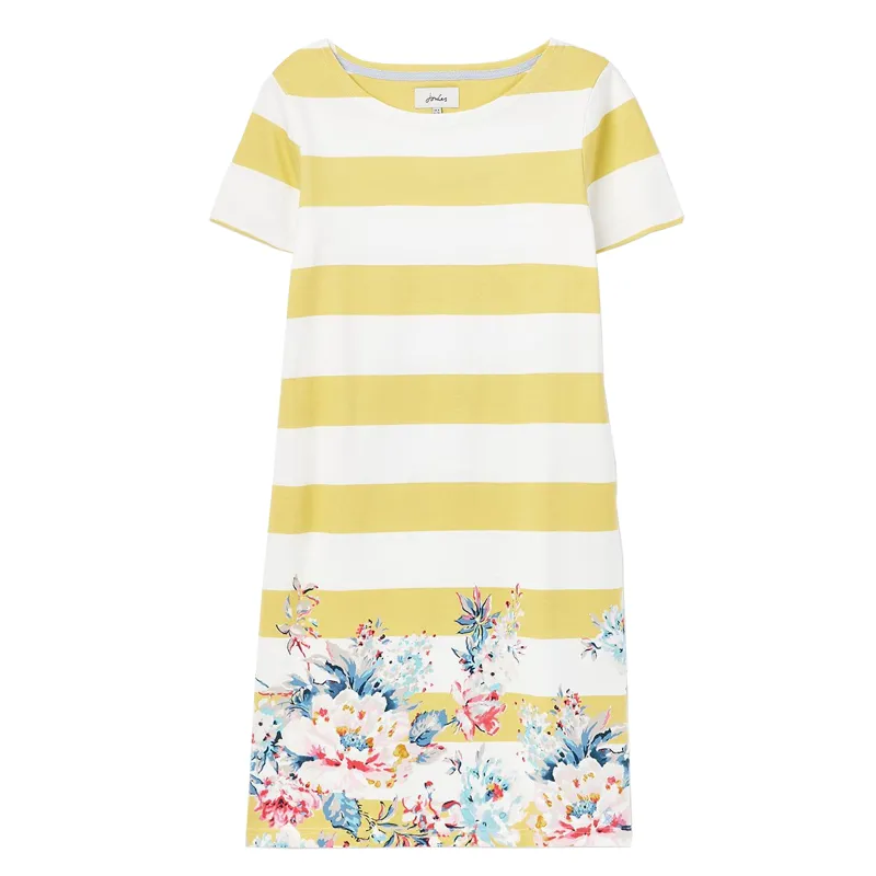 Joules Riviera Print Printed Jersey Dress - Lemon Border Floral