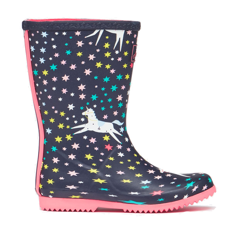 Joules Junior Roll Up Wellies - Navy Unicorn-1