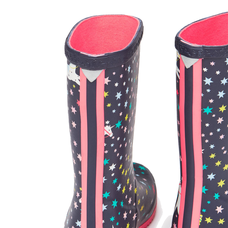 Joules Junior Roll Up Wellies - Navy Unicorn-2