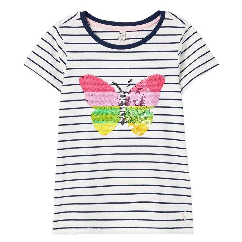Joules Astra Artwork T-Shirt - Butterfly Stripe