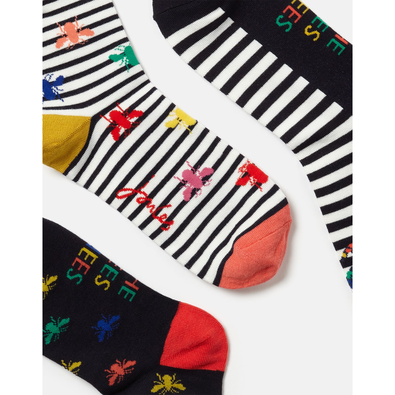Joules Excellent Everyday 3Pk Eco Vero Socks - Multi Bee-1