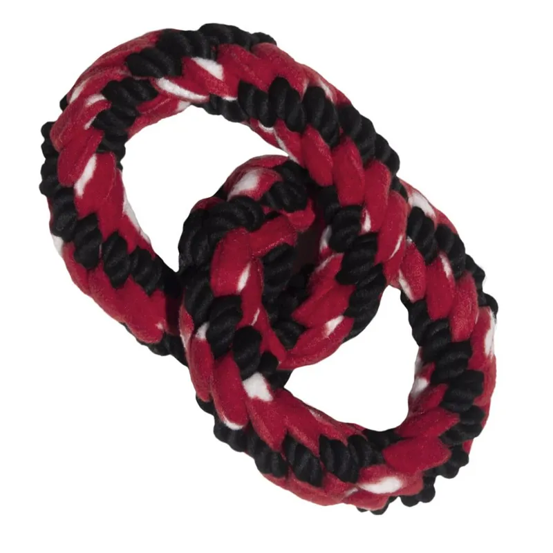 KONG Medium Signature Rope Double Ring Tug Toy in Red