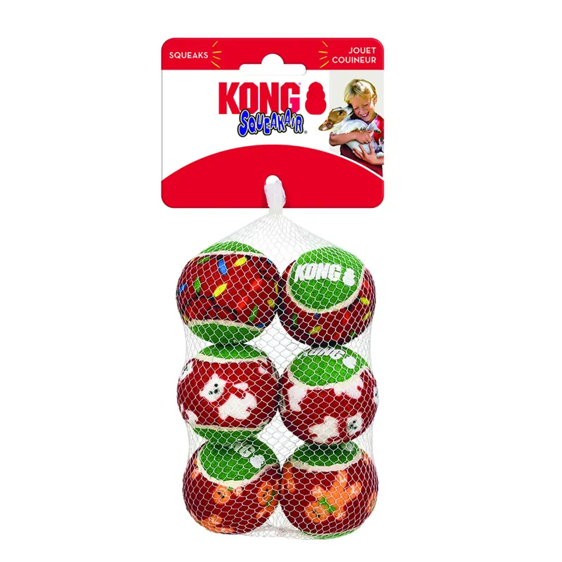 KONG Holiday SqueakAir Balls - 6 Pack