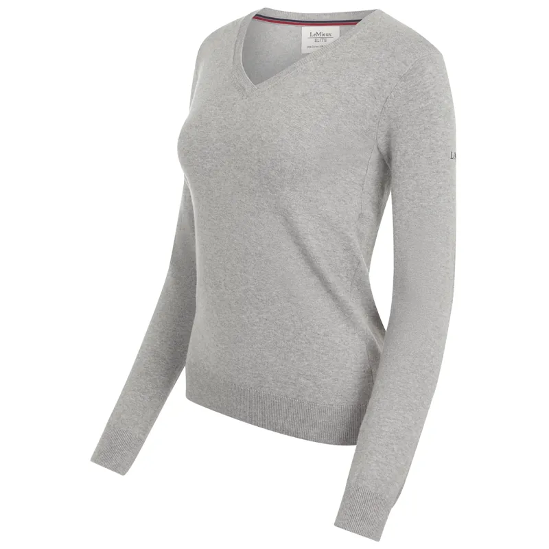 LeMieux Elite Ladies V-Neck Jumper - Grey-1