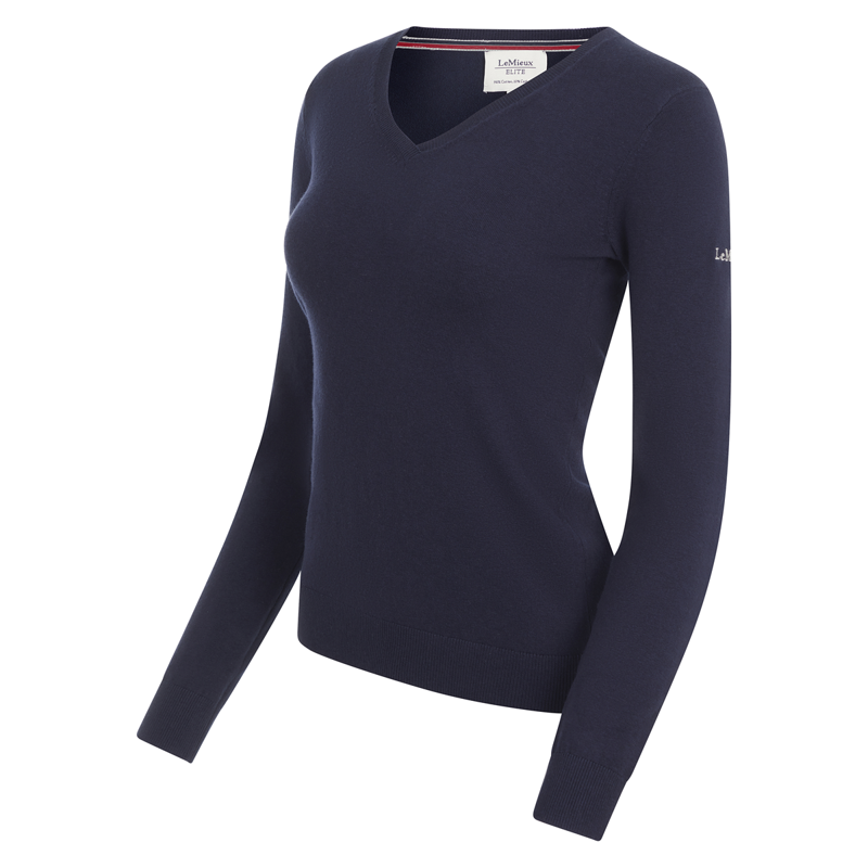 LeMieux Elite Ladies V-Neck Jumper - Navy-1