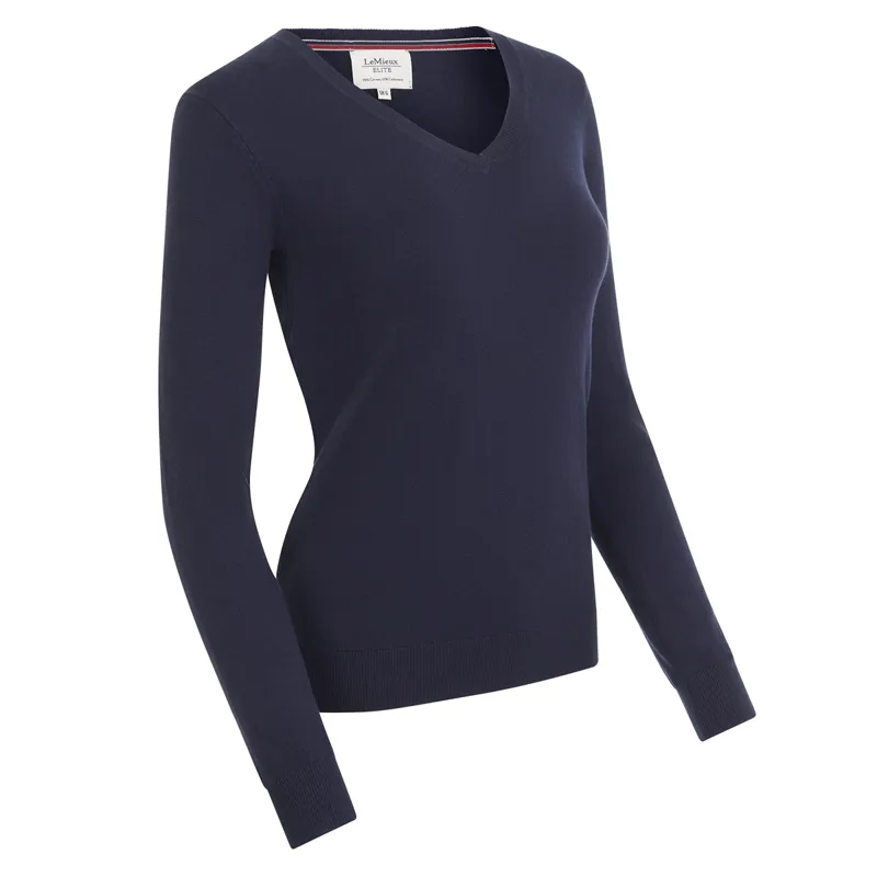 LeMieux Elite Ladies V-Neck Jumper - Navy