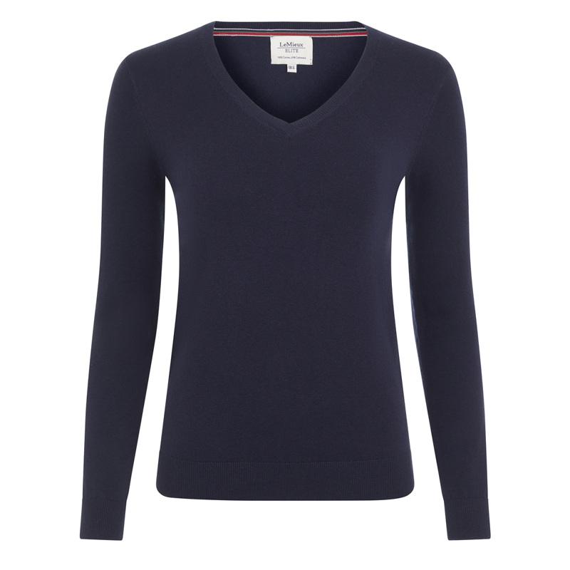 LeMieux Elite Ladies V-Neck Jumper - Navy-2