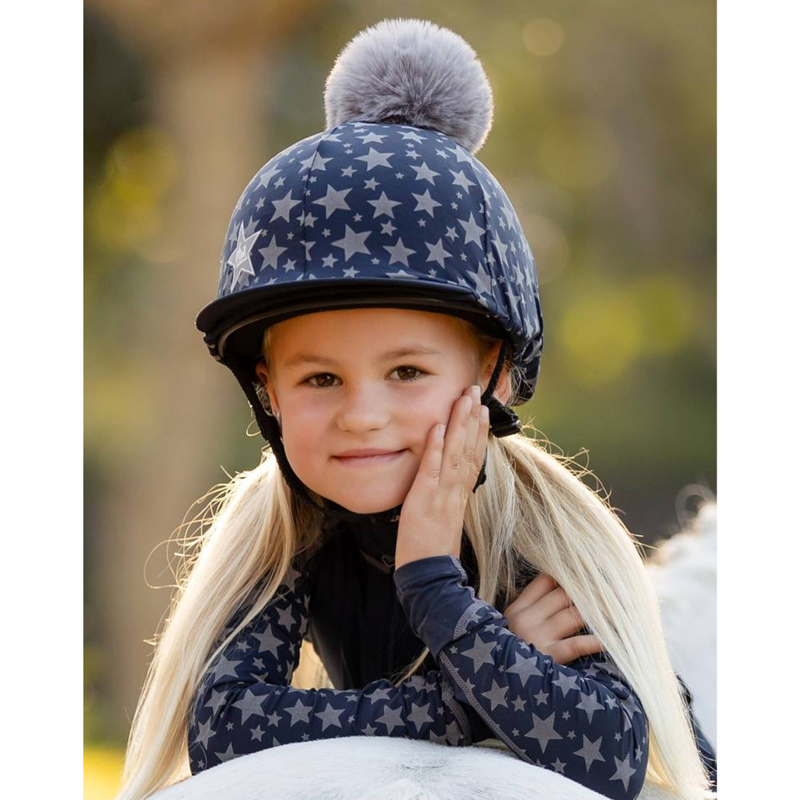 LeMieux Mini Reflective Hat Silk - Indigo-1