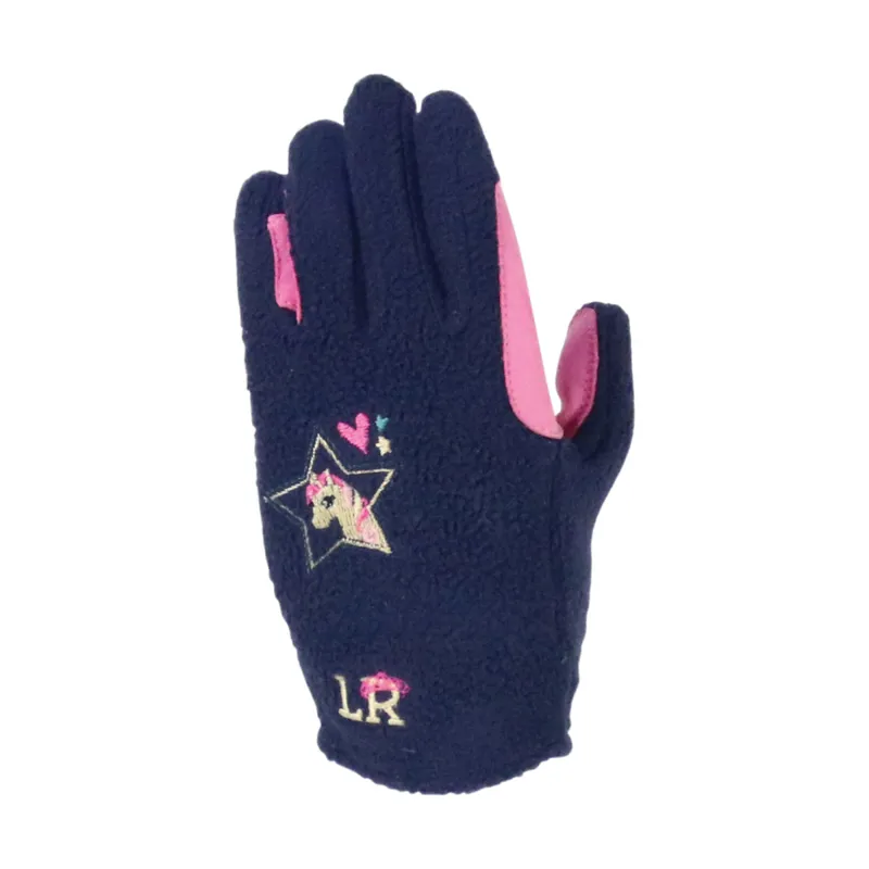 Little Rider I Love My Pony Collection Fleece Gloves - Navy/Pink