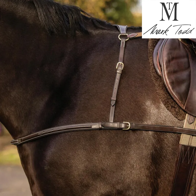 Mark Todd 4-Point Breastplate with Brass Fittings - Havana