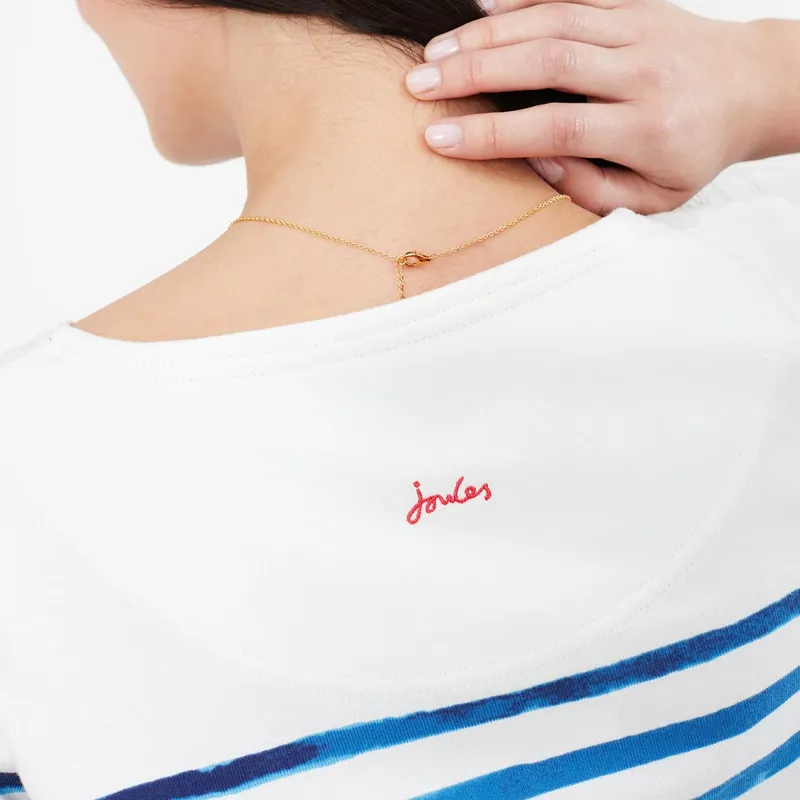 Joules Harbour Luxe Long Sleeve Jersey Top - Lobster Stripe-2