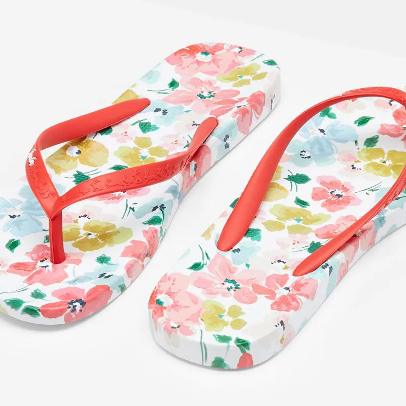 Joules Flip Flop - White Floral-2