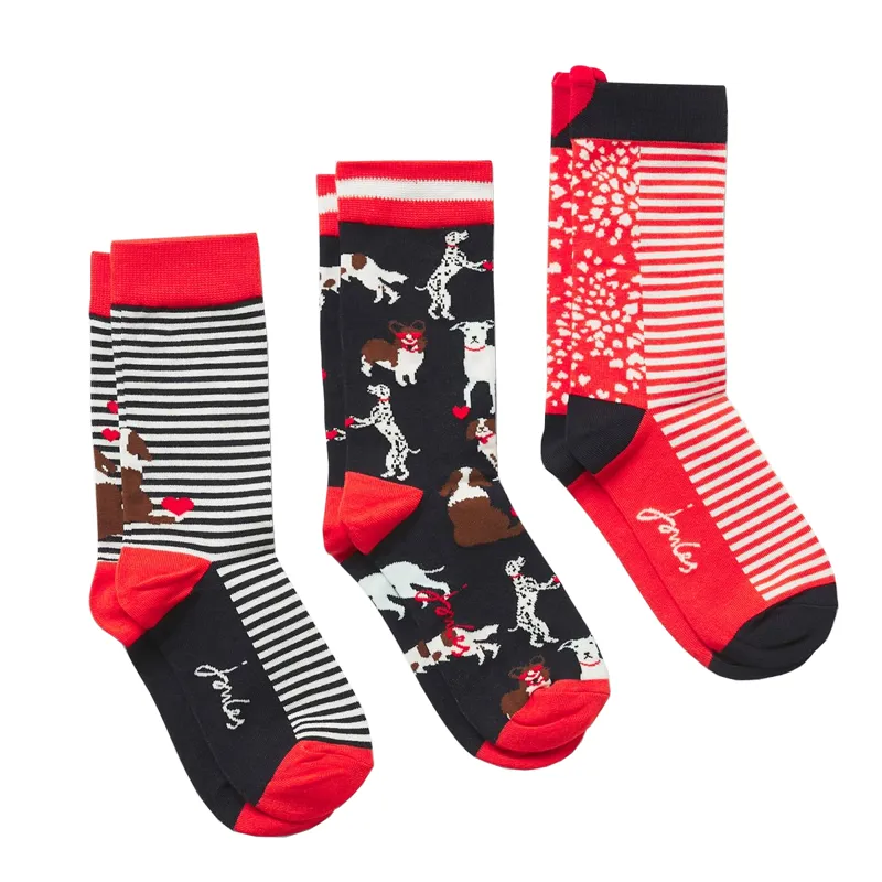 Joules Excellent Everyday 3 Pack Eco Vero Socks - Navy Dogs