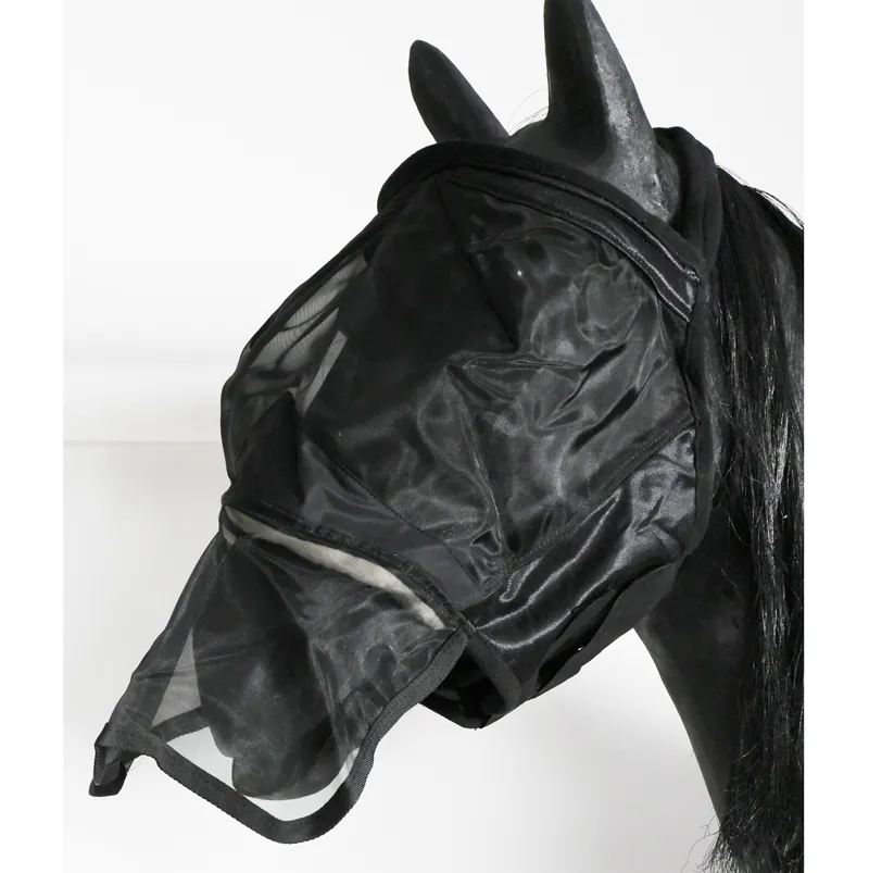 Shires Fine Mesh Earless Fly Mask With Fleece Trim Nose - Black