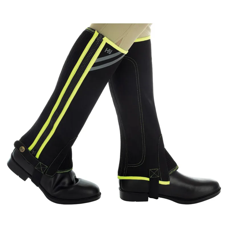 Hy Equestrian Reflector Half Chaps - Yellow/Silver/Black