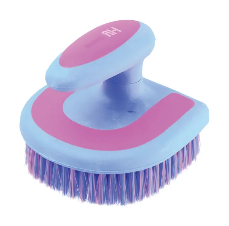 Hy Equestrian Horseshoe Brush - Blue/Pink