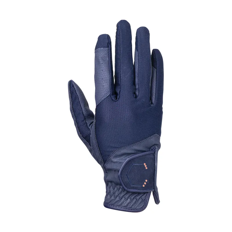 Coldstream Next Generation Blakelaw Diamante Riding Gloves Childs - Navy/Rose Gold-1