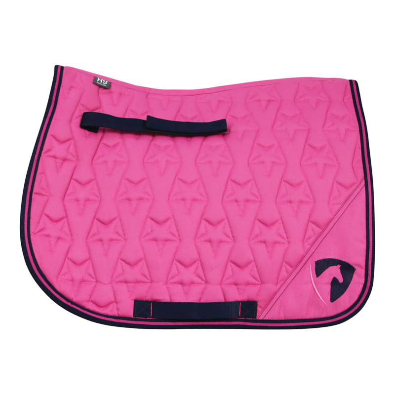 Hy Equestrian Belton Saddlepad - Pink/Navy-1