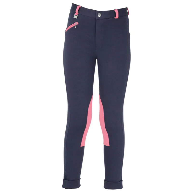 Hy Equestrian Belton Children's Jodhpurs - Navy/Pink