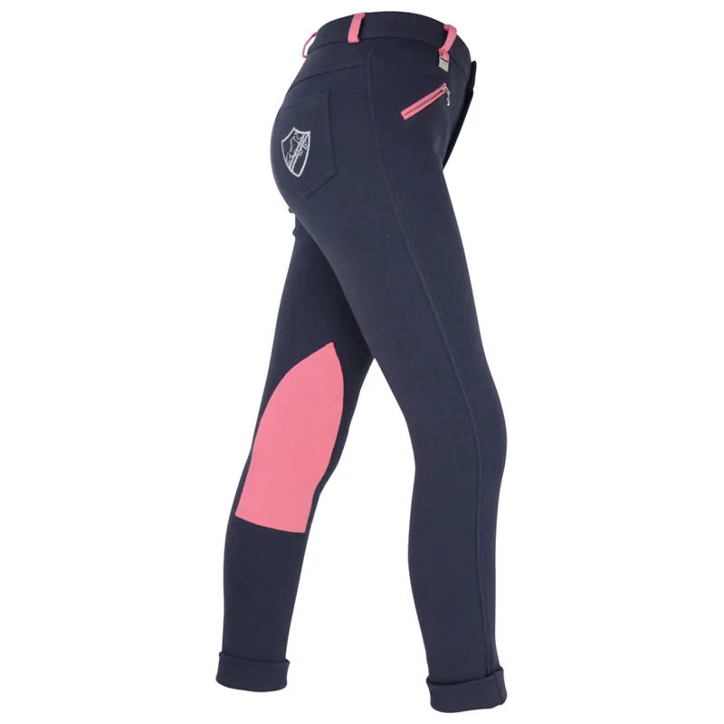 Hy Equestrian Belton Children's Jodhpurs - Navy/Pink-1