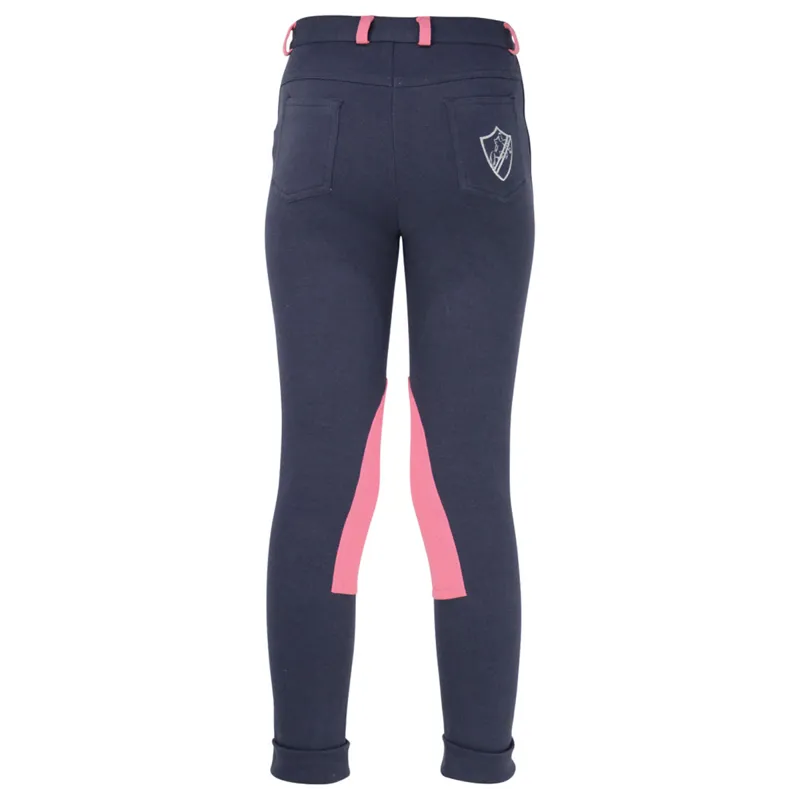 Hy Equestrian Belton Children's Jodhpurs - Navy/Pink-2