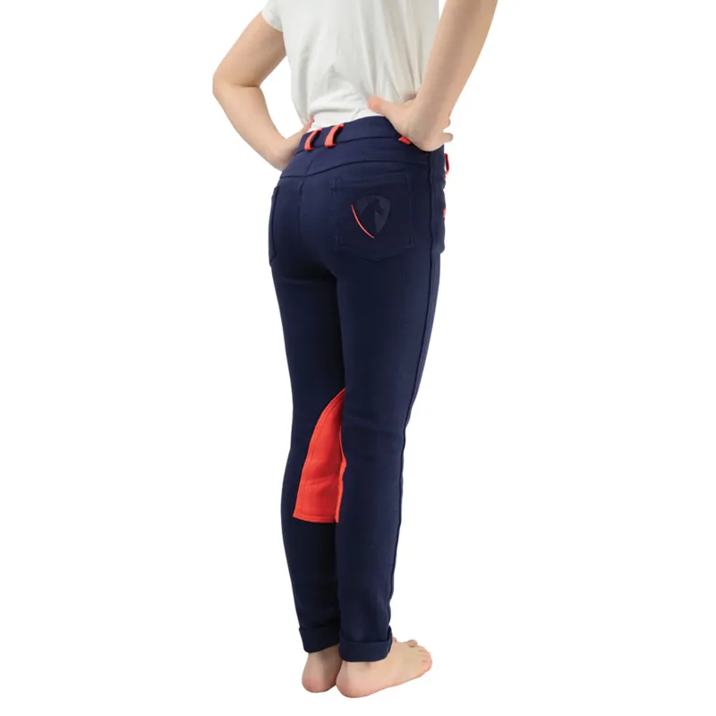 Hy Equestrian Belton Children's Jodhpurs - Navy/Red